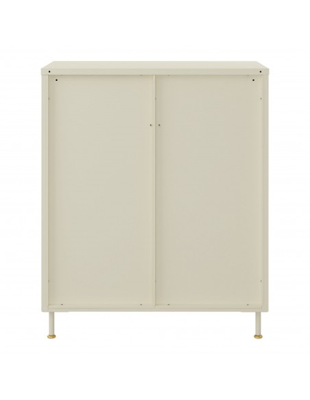 lavt vitrineskab vitrine beige stål metal skænk