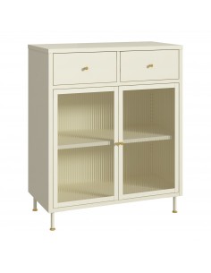 lavt vitrineskab vitrine beige stål metal skænk