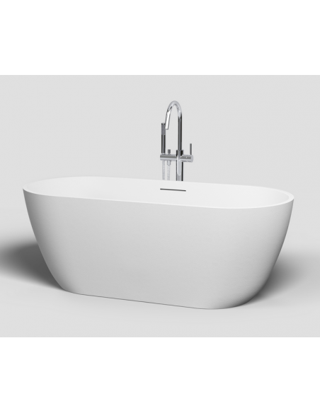fritstående badekar 170 mat hvid sten solid stone fristående moderne design