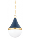 CIARA Loftlampe i stål og glas Ø29,85 cm 1 x E27 - Aldret messing/Soft navy/Hvid