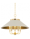 CLIVEDON Lysekrone i stål Ø69,85 cm 5 x E27 - Aldret messing/Off-white