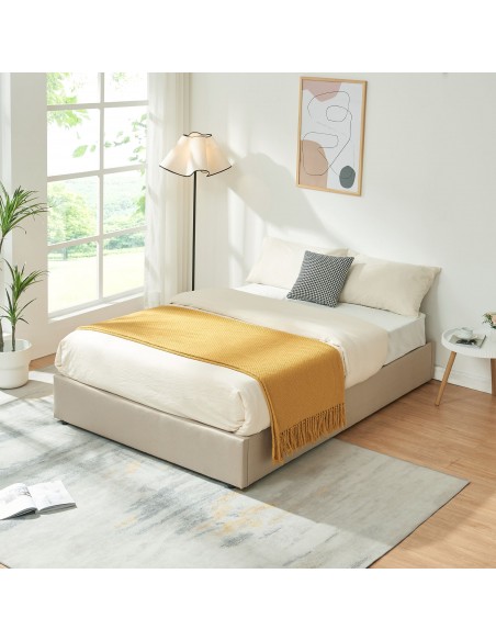 sengeramme opbevaring moderne design 140x200 140 sengestel stof seng