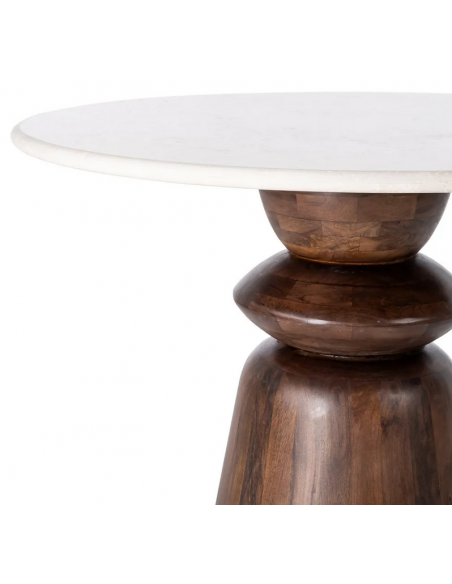 rundt spisebord 120 brun marmor beige