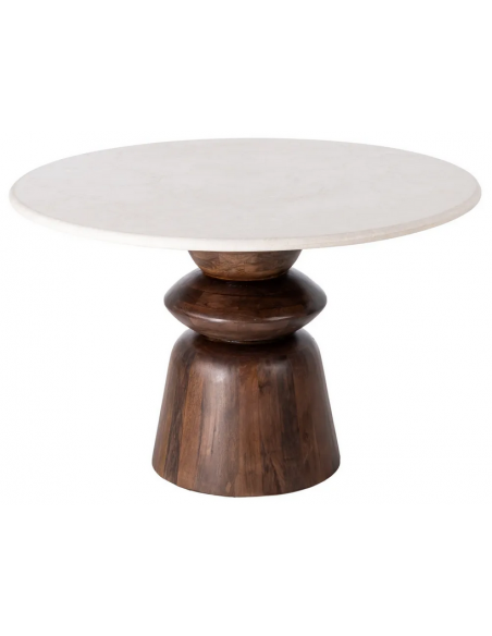 rundt spisebord 120 brun marmor beige