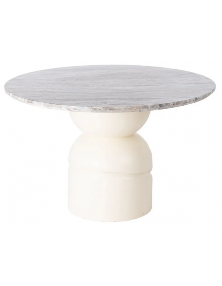rundt spisebord 120 brun marmor beige