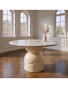 Rundt spisebord i mangotræ og marmor Ø120 cm - Beige/Gråbeige