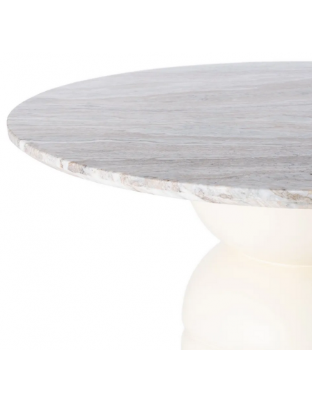 rundt spisebord 120 brun marmor beige