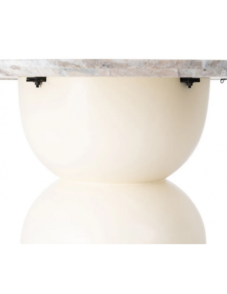 rundt spisebord 120 brun marmor beige