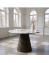 Rundt spisebord i mangotræ og marmor Ø115 cm - Mørkebrun/Grå