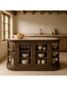 køkkenø rustik træ marmor