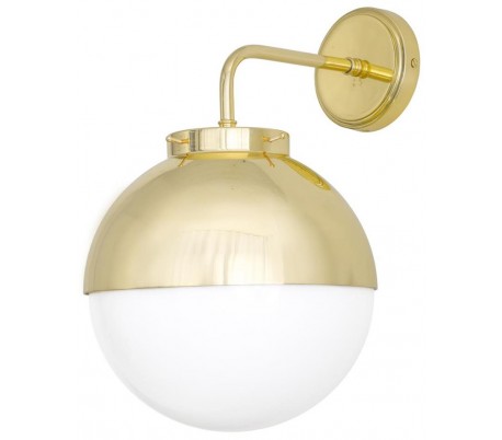 Auburn Væglampe H37,5 cm 1 x E27 - Poleret messing/Hvid