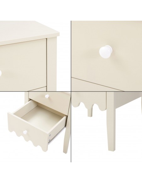 sengebord natbord hvid beige skuffer