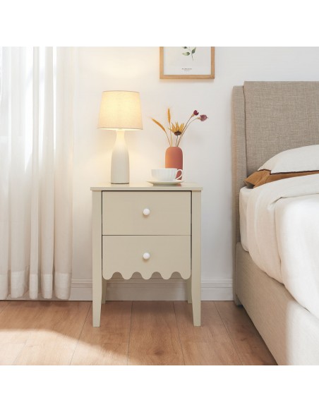 sengebord natbord hvid beige skuffer