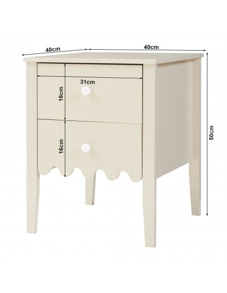 sengebord natbord hvid beige skuffer