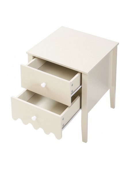 sengebord natbord hvid beige skuffer