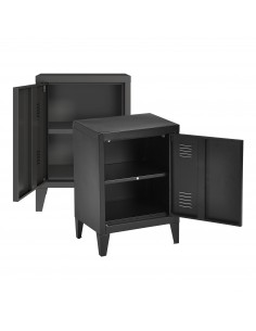 sengebord natbord soveværelse billig sort opbevaring metal 2