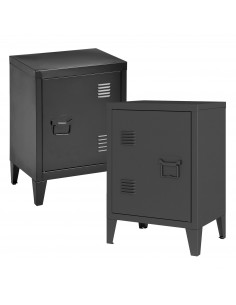 sengebord natbord soveværelse billig sort opbevaring metal