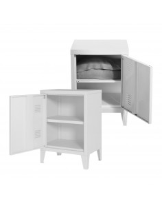 sengebord natbord soveværelse billig hvid opbevaring metal 2