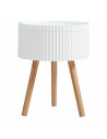 Rundt sofabord med opbevaring i bambus og MDF H48 x Ø38 cm - Hvid/Natur