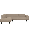 STATE Hjørnesofa i birketræ og bouclé polyester 274 x 210 cm - Sort/Beige