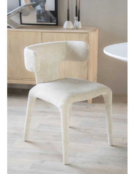 spisebordsstol armlæn beige stof moderne design