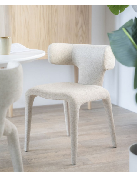spisebordsstol armlæn beige stof moderne design