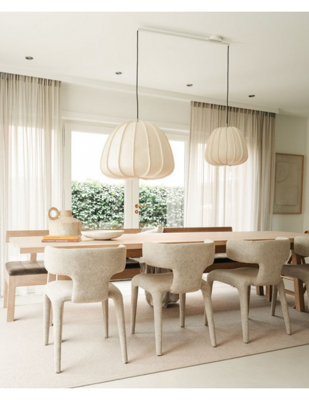 spisebordsstol armlæn beige stof moderne design