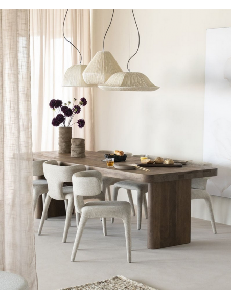 spisebordsstol armlæn beige stof moderne design