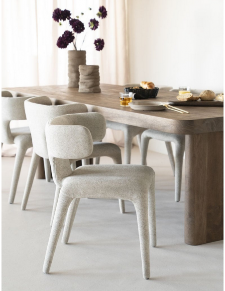 spisebordsstol armlæn beige stof moderne design