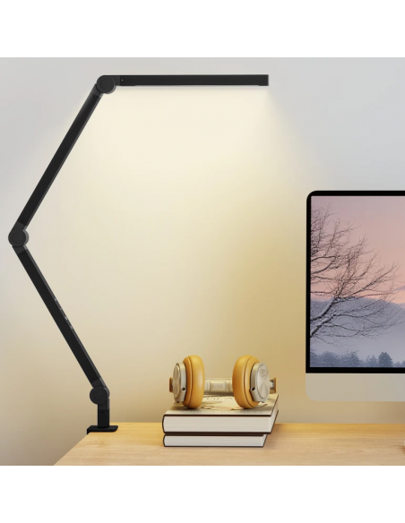 Bordlampe led skrivebord skrivebordslampe kontorlampe flexarm justerbar sort