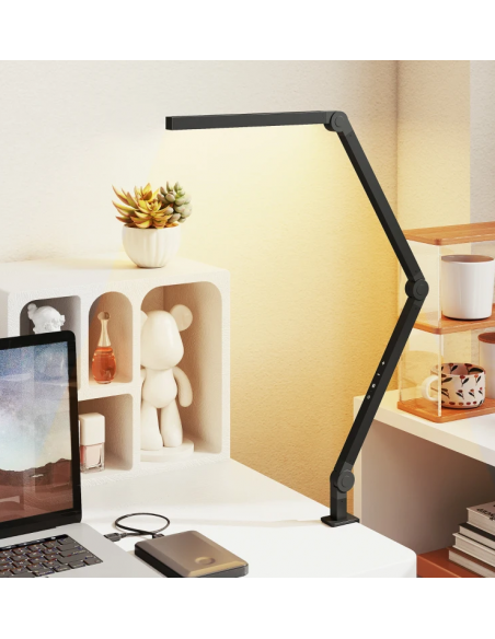 Bordlampe led skrivebord skrivebordslampe kontorlampe flexarm justerbar sort