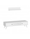 BJERG Tvbord med væghylde i træ og møbelplade H35 x B130 x D40 cm - Hvid