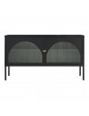 KARL Tvbord i stål og glas H64 x B115 x D35 cm - Sort/Klar rillet