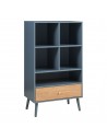 Bogreol i fyrretræ og MDF H120 x B70 x D40 cm - Gråblå/Brun