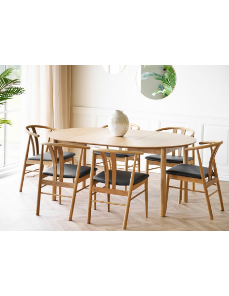 rundt spisebord med udtræk eg træ moderne design 120