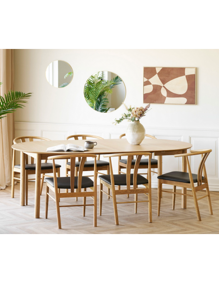 rundt spisebord med udtræk eg træ moderne design 120