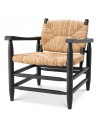 Eichholtz Elliott loungestol i træ og søgræs H71 cm - Sort/Natur