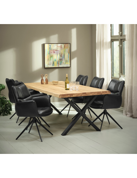 spisebordsstol med armlæn sort læder drejefod