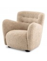 Eichholtz Bixby lænestol i træ og teddy plys polyester H80 cm - Sort/Sand
