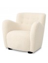 Eichholtz Bixby lænestol i træ og faux shearling H80 cm - Sort/Cremehvid