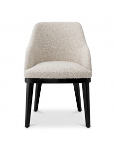 Spisebordsstol med armlæn stof moderne design beige boucle 2