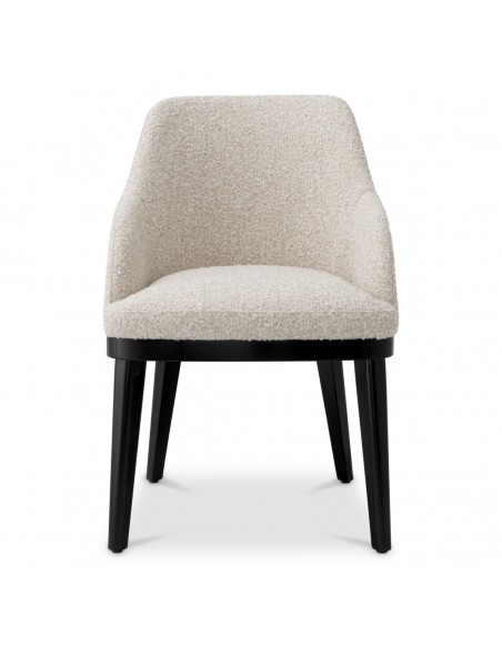 Spisebordsstol med armlæn stof moderne design beige boucle