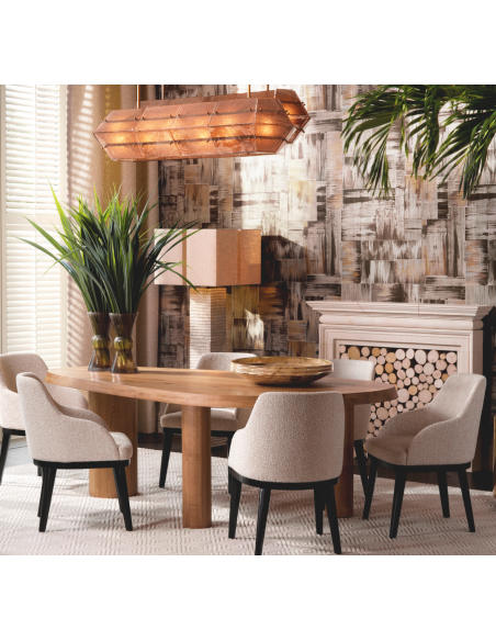 Spisebordsstol med armlæn stof moderne design beige boucle
