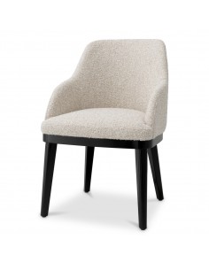 Spisebordsstol med armlæn stof moderne design beige boucle