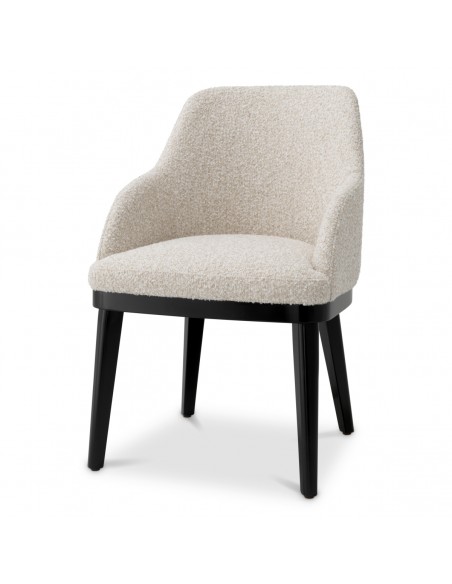 Spisebordsstol med armlæn stof moderne design beige boucle