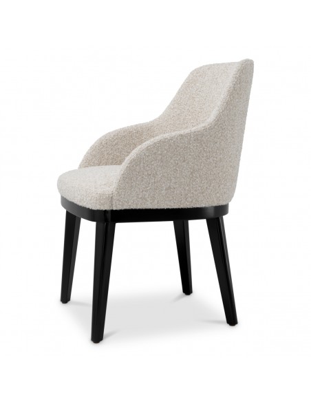 Spisebordsstol med armlæn stof moderne design beige boucle
