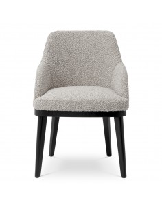 Spisebordsstol med armlæn stof moderne design grå boucle 2