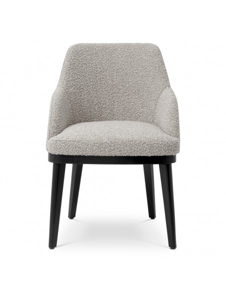 Spisebordsstol med armlæn stof moderne design grå boucle