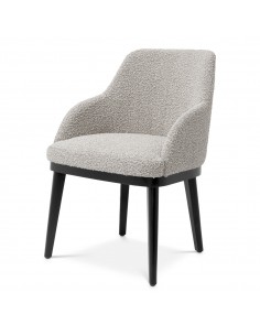 Spisebordsstol med armlæn stof moderne design grå boucle