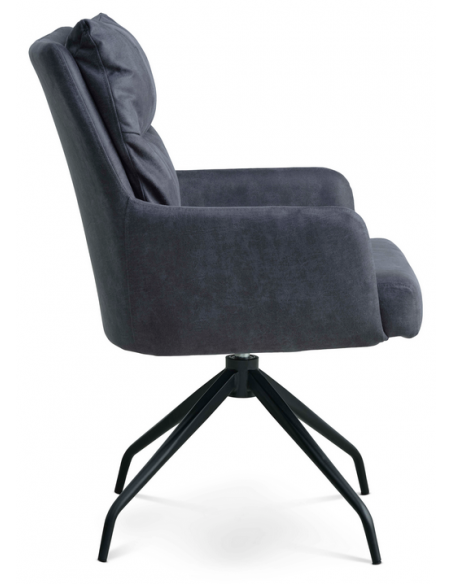 spisebordsstol med armlæn og drejefod læder sort